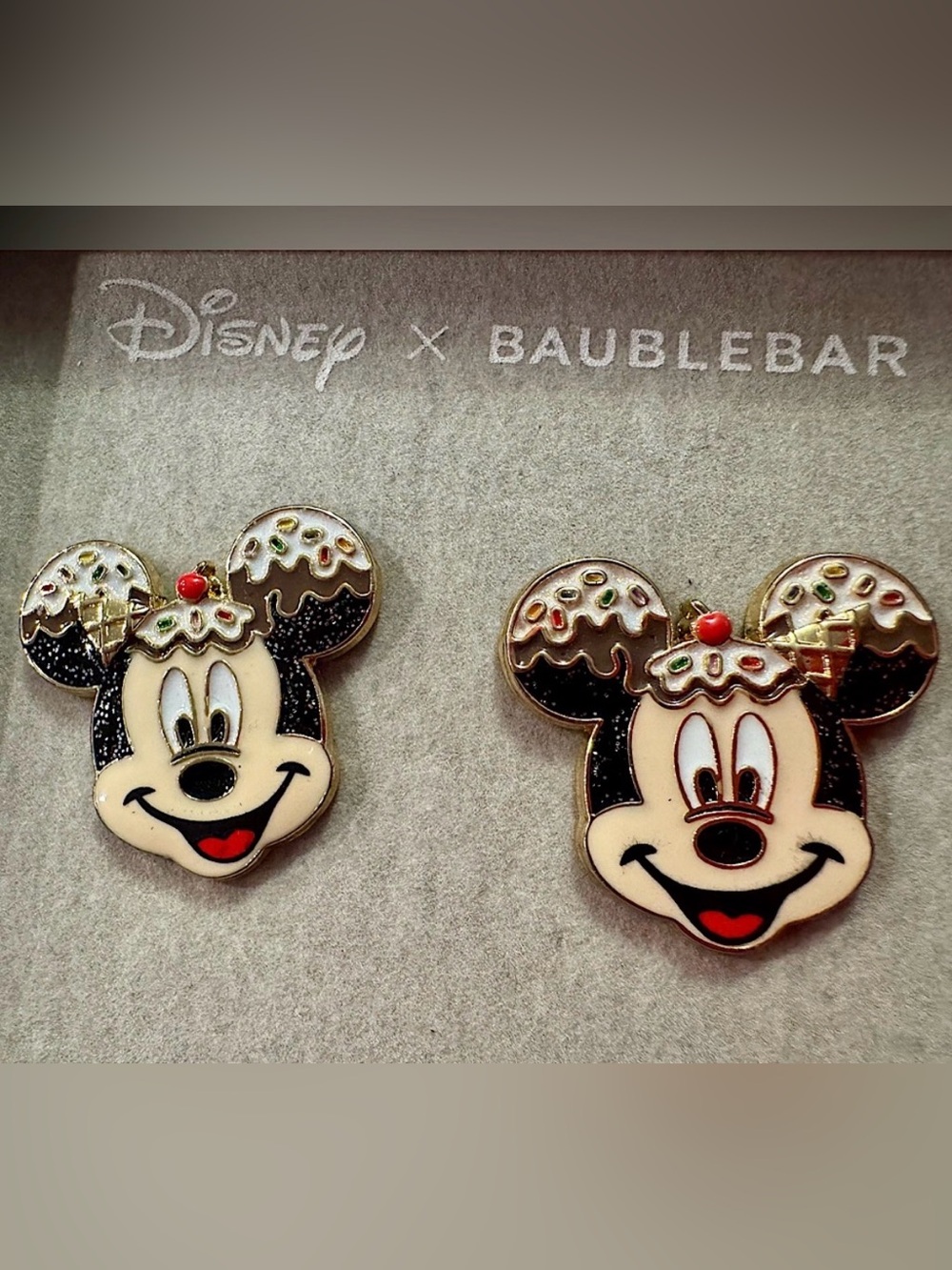 BaubleBar x Disney Mickey Mouse Ice Cream Cone Stud Earrings New with Tags